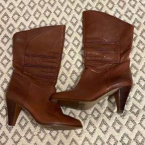 Brown Leather Heeled Boots